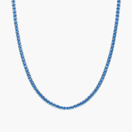 Naszyjnik tenisowy Luminy 3,0mm: białe złoto, niebieskie szafiry